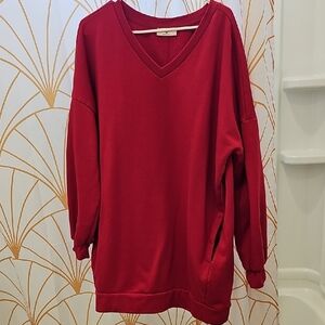 Elegant Deep Red V-Neck Sweater
